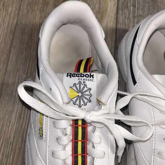 Reebok Classic Club C 85 Youth US Size 5.5 White Yellow Red Sneaker Shoes EG5284 - Picture 5 of 13